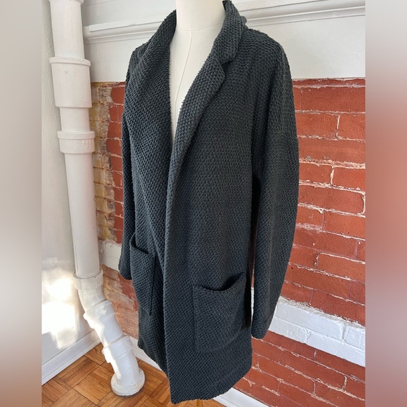 Marine Layer Lila Coat  Oversized Open Front Cardigan Sweater Charcoal Gray - Picture 8 of 14